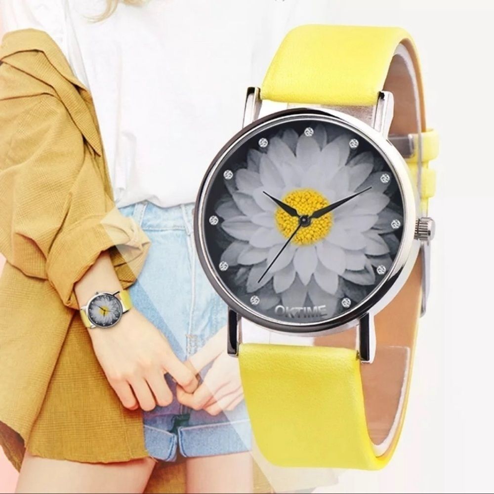 🌼⌚️ NEW Women’s Fashion Watch Flower Casual Yellow
